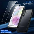 thumbnail image 3 of JETech 3 in 1 Matte Case for Samsung Galaxy A35 5G with 2-Pack Tempered Glass Screen Protector, Translucent Frosted Shockproof Phone Cover with Camera Protection (Black), 3 of 6