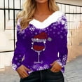 thumbnail image 2 of Patlollav Christmas Tops for Ladies,Womens Plush Tops Long Sleeve Slim Fitting Bottom T-Shirt Gift, 2 of 6