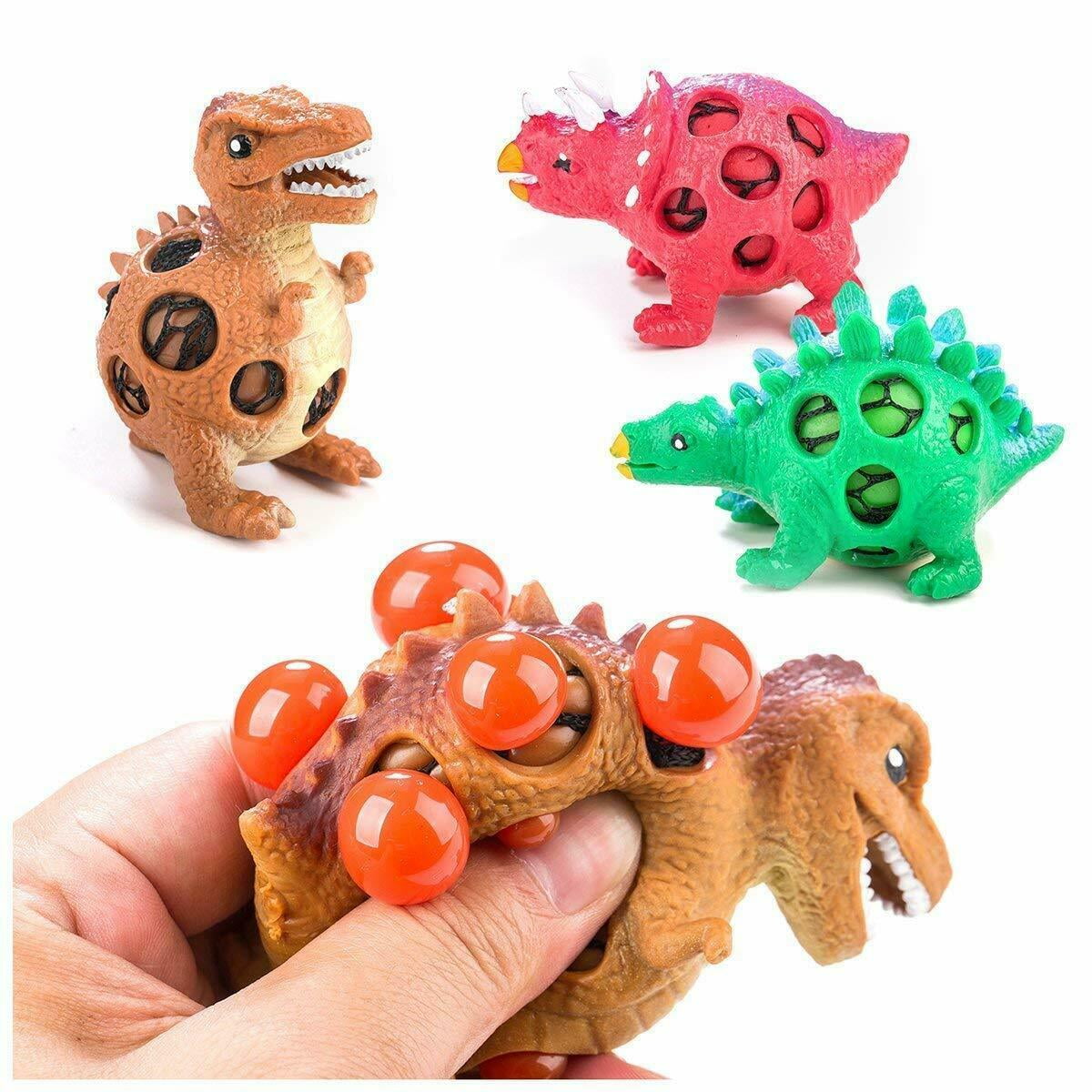 DINOSAUR SQUEEZE BALL hand soft rubber kids interactive learning toys fun stress 