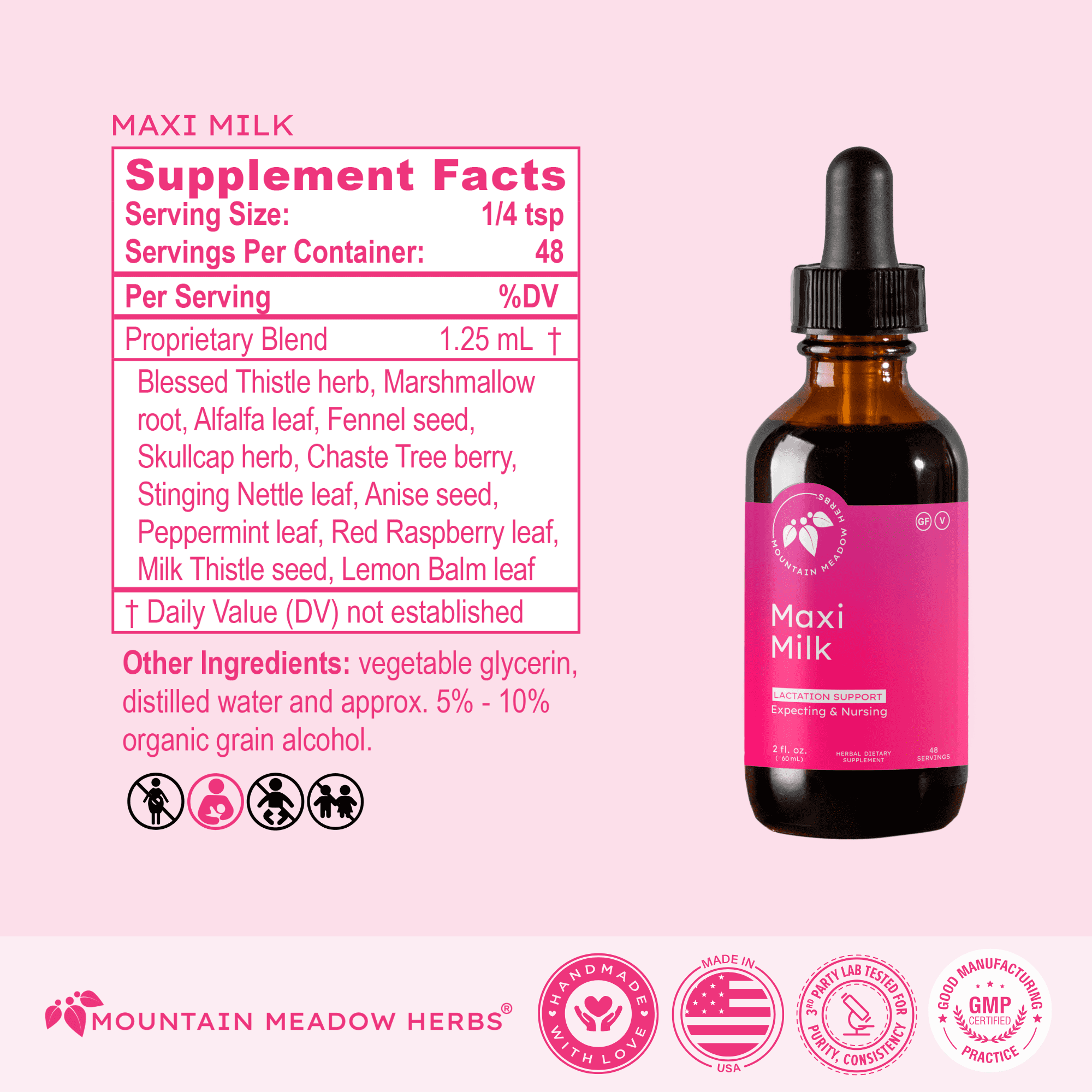 Mountain Meadow Herbs Maxi-Milk - 2 oz - All Natural Liquid Lactation Supplement with Chaste Tree Berry