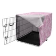 thumbnail image 3 of Paisley Dog Crate Cover, Models Inspired Design with Flowers and Leaf Circled Shapes Image Print, Easy to Use Pet Kennel Cover for Medium Large Dogs, 35" x 23" x 27", Pink and White, by Ambesonne, 3 of 6