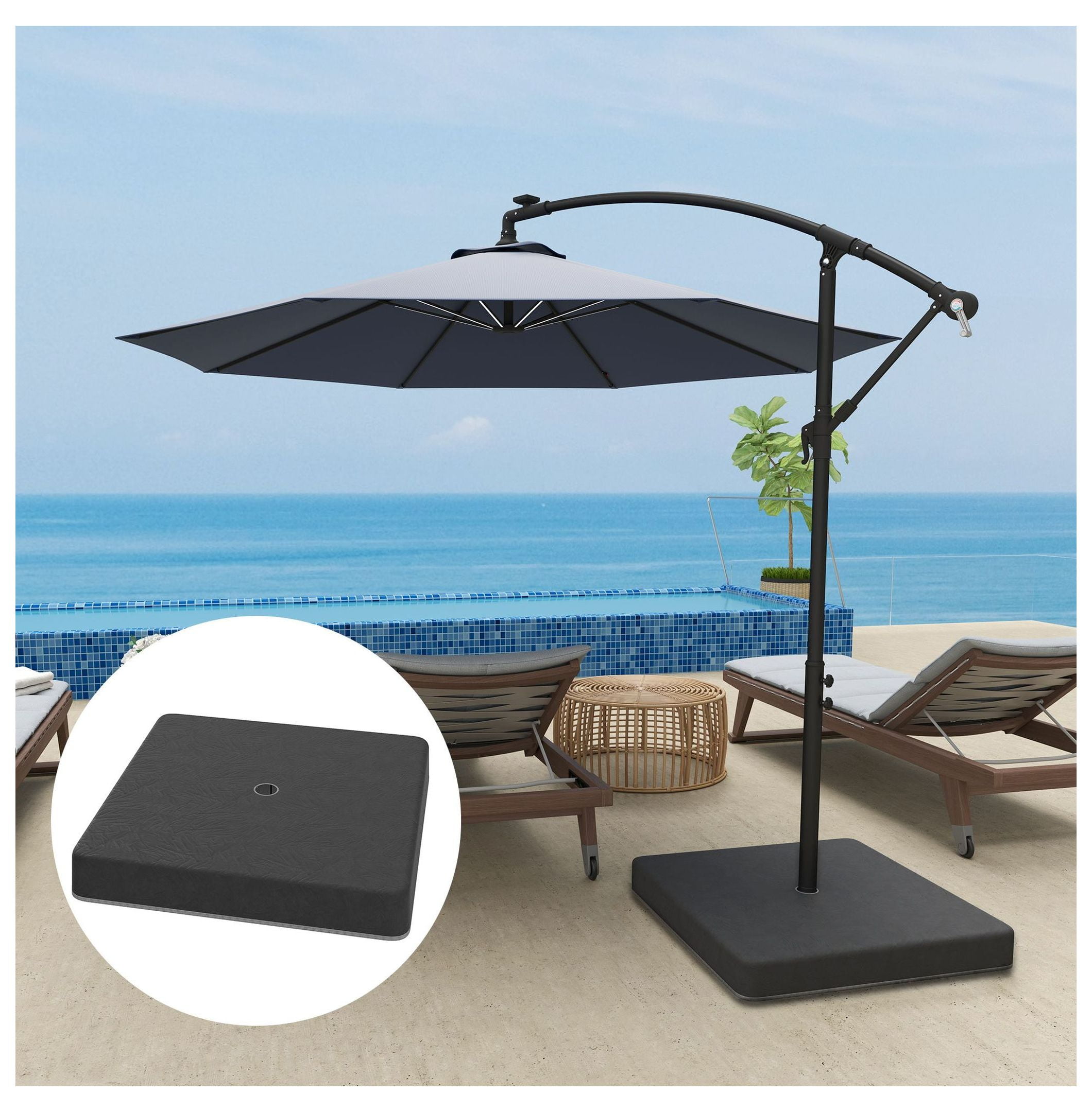 Offset Umbrella Base Weights 4-Pack, 176lbs Sand Capacity, Heavy Duty Outdoor Umbrella Stand Weights, Black