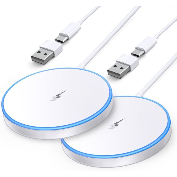 Cargador inalámbrico magnético cargador rápido Apple Mag-Safe para iPhone 15 Pro Max/15 Pro/15/15 Plus/14/13/12 Series AirPods 3/2/Pro/Pro 2 almohadilla de carga magnética LED con puertos de carga dua
