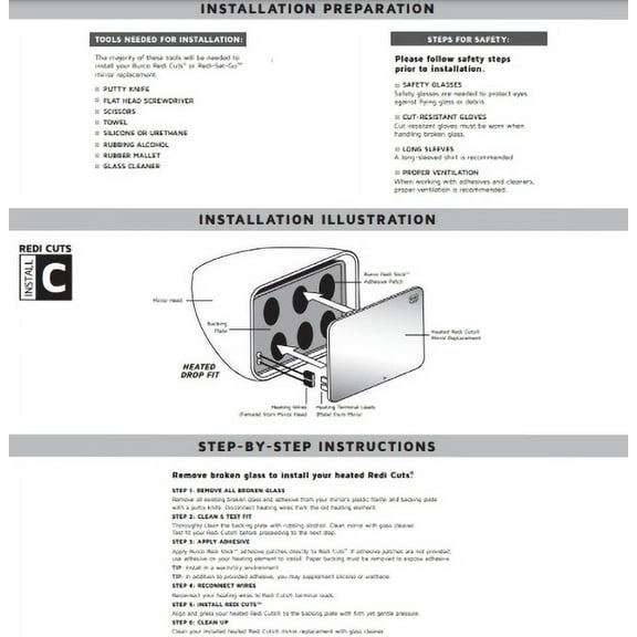 Burco Side View Mirror Replacement Glass - Clear Glass - 5127H