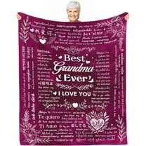 Grandma Gifts, Gifts for Grandma, Purple Fleece Blanket, Grandma Birthday Gifts, Birthday Gifts for Grandma, Grandmother Gifts for Bed, Sofa, Office, Cozy and Warm Blanket, 60"x 50"