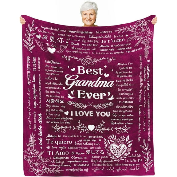 Grandma Gifts, Gifts for Grandma, Purple Fleece Blanket, Grandma Birthday Gifts, Birthday Gifts for Grandma, Grandmother Gifts for Bed, Sofa, Office, Cozy and Warm Blanket, 60"x 50"
