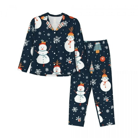 

COMIO Women s Long Sleeve Pajama Set Christmas Elk Christmas Tree Snowflakes Christmas Gifts Black