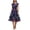 Navy, variant on Wedding Guest Dresses for Women Modest Vintage Print Prom Dresses Classic Crewneck Cap Sleeves Tiewaist Cocktail Dresses for Women,White,S