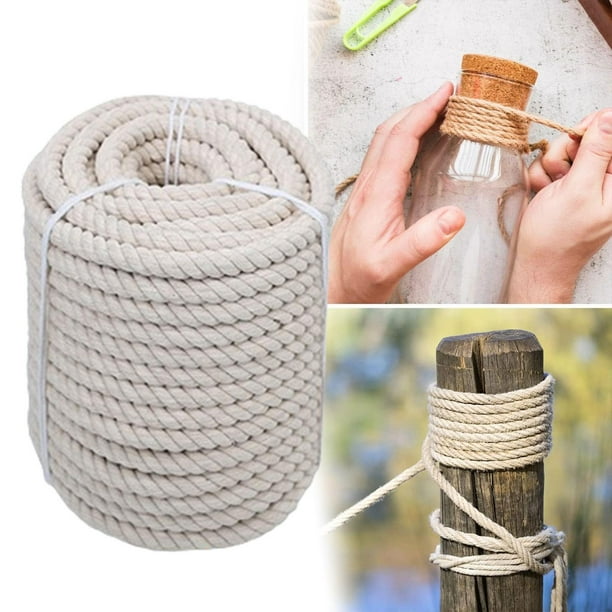 Cuerda de algodón natural, cuerda artesanal de cordón de algodón, cuerda de algodón retorcido natural para colgar en la pared, decoración del hogar de 10mm