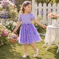 thumbnail image 3 of IPIO Toddler Girls Butterfly Mesh Dress, Princess Birthday Dress with Puff Sleeves for Summer Party, Everyday Wear 2t purple, 3 of 7