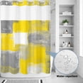 thumbnail image 2 of No Hook Shower Curtain, Yellow Grey Shower Curtains for Bathroom with See Through Top Window, Rustic Mottled Oil Painting Abstract Texture Waterproof & Washable Bath Curtain Extra Long 72"x96", 2 of 9