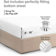 CGK Linens Hotel Luxury Single Fitted Sheet Only - Twin XL Size Wrinkle-Resistant Bottom Sheet, Fits Mattress Up To 16, White
