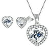 Heart Jewelry Sets Women Diamond April Birthstone Jewelry Set Necklace Earrings 925 Sterling Silver Fine Jewelry Valentines Birthday Mother's Day Gift for Her