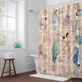 thumbnail image 3 of Summer Vintage Bathroom Shower Curtain, Starfish Seahorse Seashell Seaweed Waterproof Washable Soft Bath Curtain for Bathtub Decor with 12 Hooks&Grommet, 36x78 Inch, 3 of 9