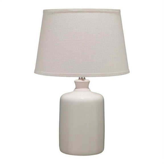Eden Home Transitional Glass Jar Table Lamp with Tapered Shade in Cream