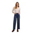 thumbnail image 4 of Martha Stewart Women's Wide Leg Pintuck Pant, High-Rise Soft Stretch Denim & Twill Trouser with Front Seam Detail, 4 of 7