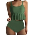 thumbnail image 2 of Karight High Waisted Tankini Swimsuits for Women Flounce Top Tummy Control Bathing Suits, 2 of 6