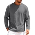 thumbnail image 3 of Mens Long Sleeve Shirts Men's Solid Color Round Neck Long Sleeved Casual Sports Fashion Fitness Clothes Dark Gray L, 3 of 6