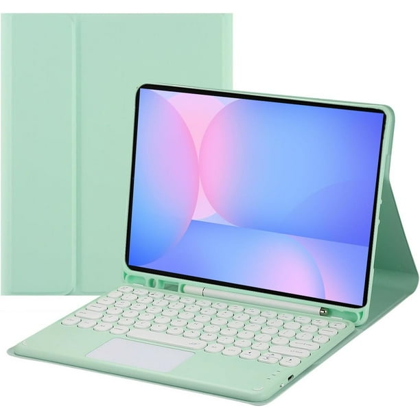 Samsung Galaxy Tab S10 FE/S9 FE 5G/Tab S9 Funda con Teclado Táctil Bluetooth con Soporte para Lápiz (Verde)