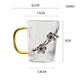 thumbnail image 2 of Taza de café de vidrio borosilicato transparente de 250 ml con asa, vaso for bebidas con rayas verticales y decoración de flor de ciruelo de hojalata, 2 of 7