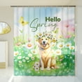 thumbnail image 3 of Golden Retriever Hello Spring Time Flower Floral Nature Shower Curtain Goldens Dog Lover Gifts Idea Waterproof Bathroom Bathtub Curtain - 02031, 3 of 5