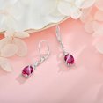 thumbnail image 3 of Divine_creation 2.20 Ct Oval Cut Red Ruby Lever Back Womens Drop Earrings 14K White Gold Plated 925 Sterling Silver, 3 of 4