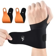 HiRui Ultra-Thin Elastic Wrist Brace Wrist Wraps, Compression Wrist Straps Wrist Support for Carpal Tunnel Arthritis Tendonitis Sprains Wrist Pain Workout, Soft & Comfortable (Black (Pack of 2))