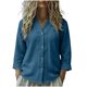 thumbnail image 1 of Camisas de Cuello de la Tripulación de Manga Corta para las Mujeres Lino Color Sólido V-Cuello Botón-Abajo Blusa, Manga Larga Top Casual para la Primavera Y el Verano, 1 of 5