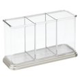 thumbnail image 6 of mDesign Plastic Cutlery Utensil Holder Storage Organizer Caddy, Clear/Brushed, 6 of 6
