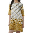 thumbnail image 4 of Moomaya Printed 3/4 Sleeve Winter Dresses For Women Scoop Neck Short Swing Dress, 4 of 6