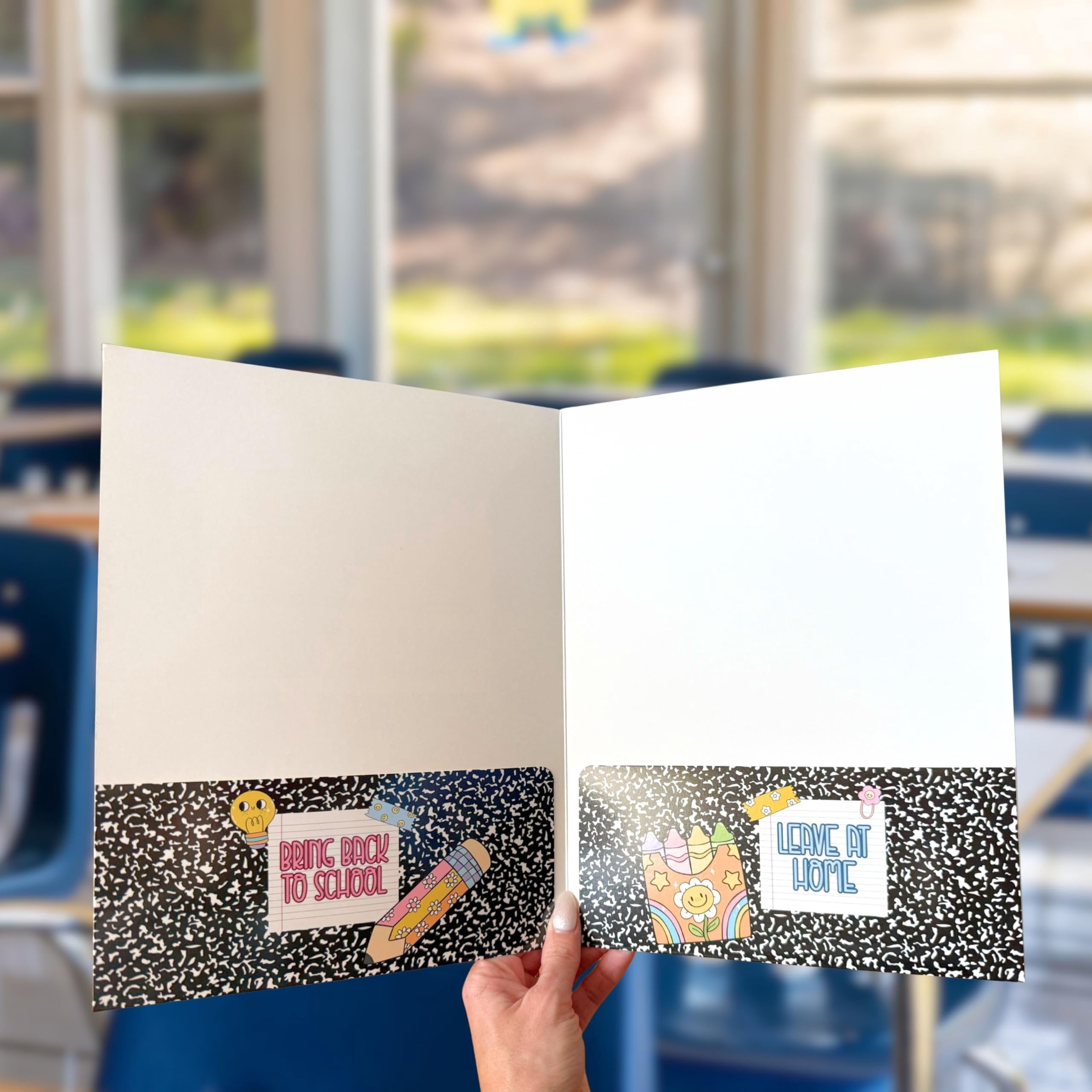 Daily School Take Home Folder with Pockets Leave at Home Bring it Back Labels to Class 25pk 12x9 Classroom Teacher Bulk Supply Elementary School