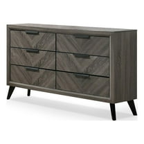 Furniture of America Hean Wood 6-Drawer Dresser with Angled Legs in Gray