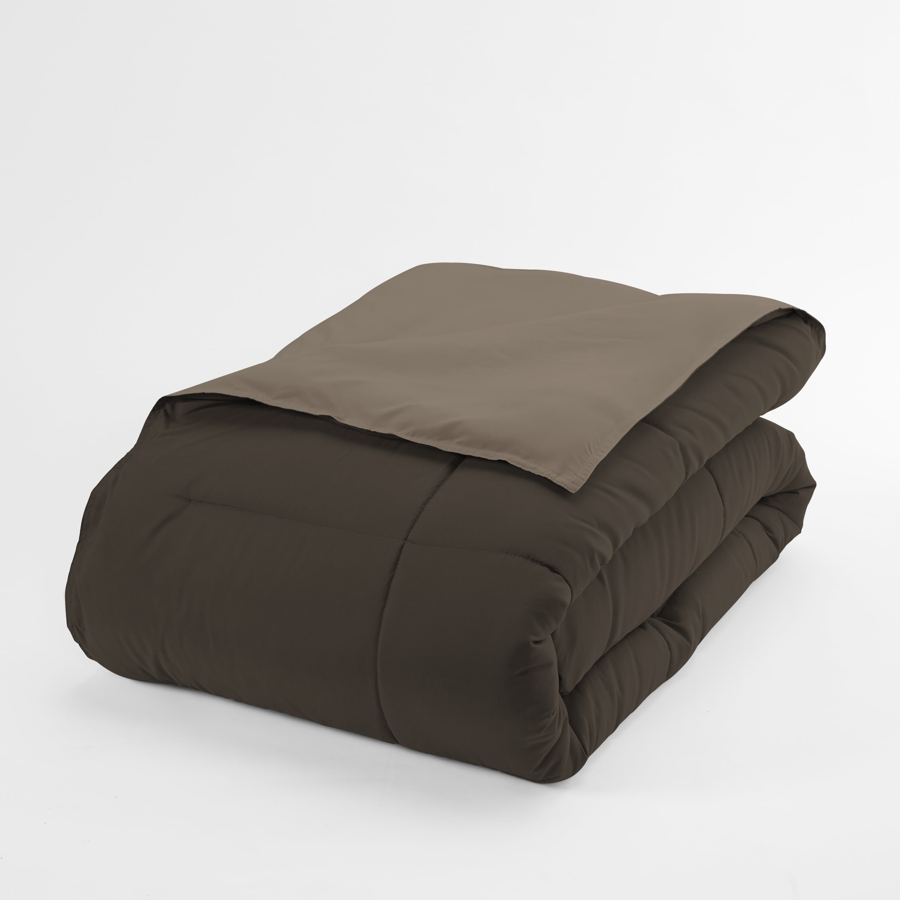 Noble Linens Soft 3-Piece Taupe & Chocolate Reversible All Season Lightweight Down Alternative Comforter Set, King/Cal King
