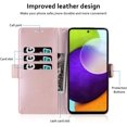 thumbnail image 5 of Wallet Phone Case for Samsung Galaxy A14, Lace Flower Shockproof PU Leather Case with Double Buckle and Cash Card Slots Holster for Samsung Galaxy A14 4G/5G,LSSK Rose Gold, 5 of 8