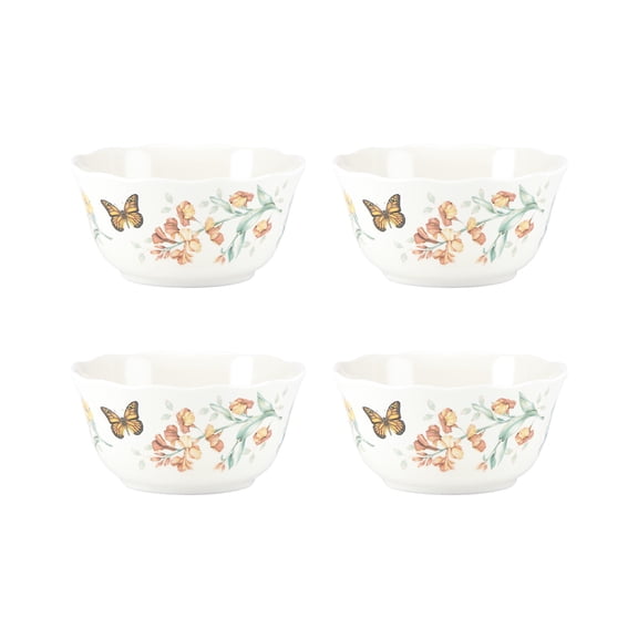 Lenox Butterfly Meadow Melamine 10 oz Round White Melamine Tableware Bowl (4 Count)