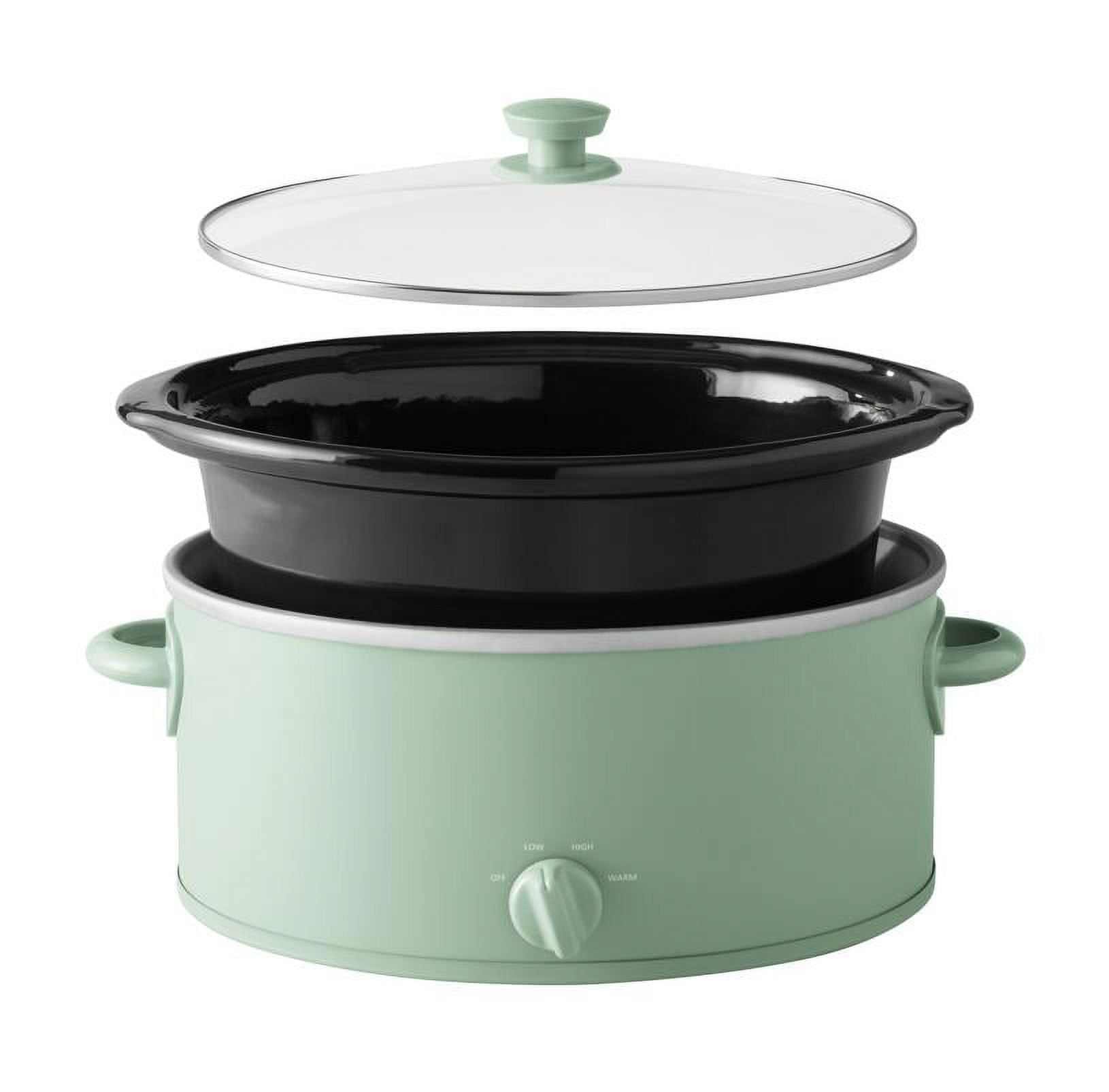 Mainstays 6 Quart Manual Slow Cooker, Green Sage