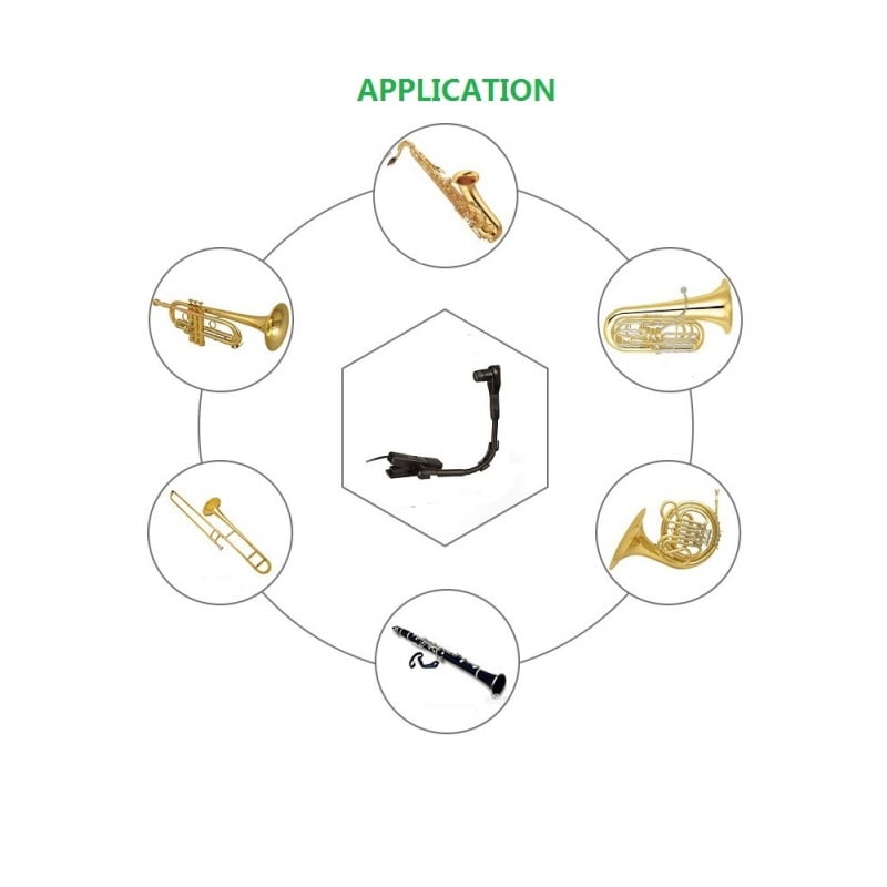 Miniature Gooseneck Instrument Microphone, Clip-On Cardioid Condenser Mic for Shure Wireless Systems