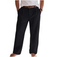 thumbnail image 2 of Mifsaly Mens Cotton Linen Pants Lightweight Straight Leg Summer Beach Pant Pleated Front Vacation Travel Business Casual Trousers with Pockets XXL, 2 of 6