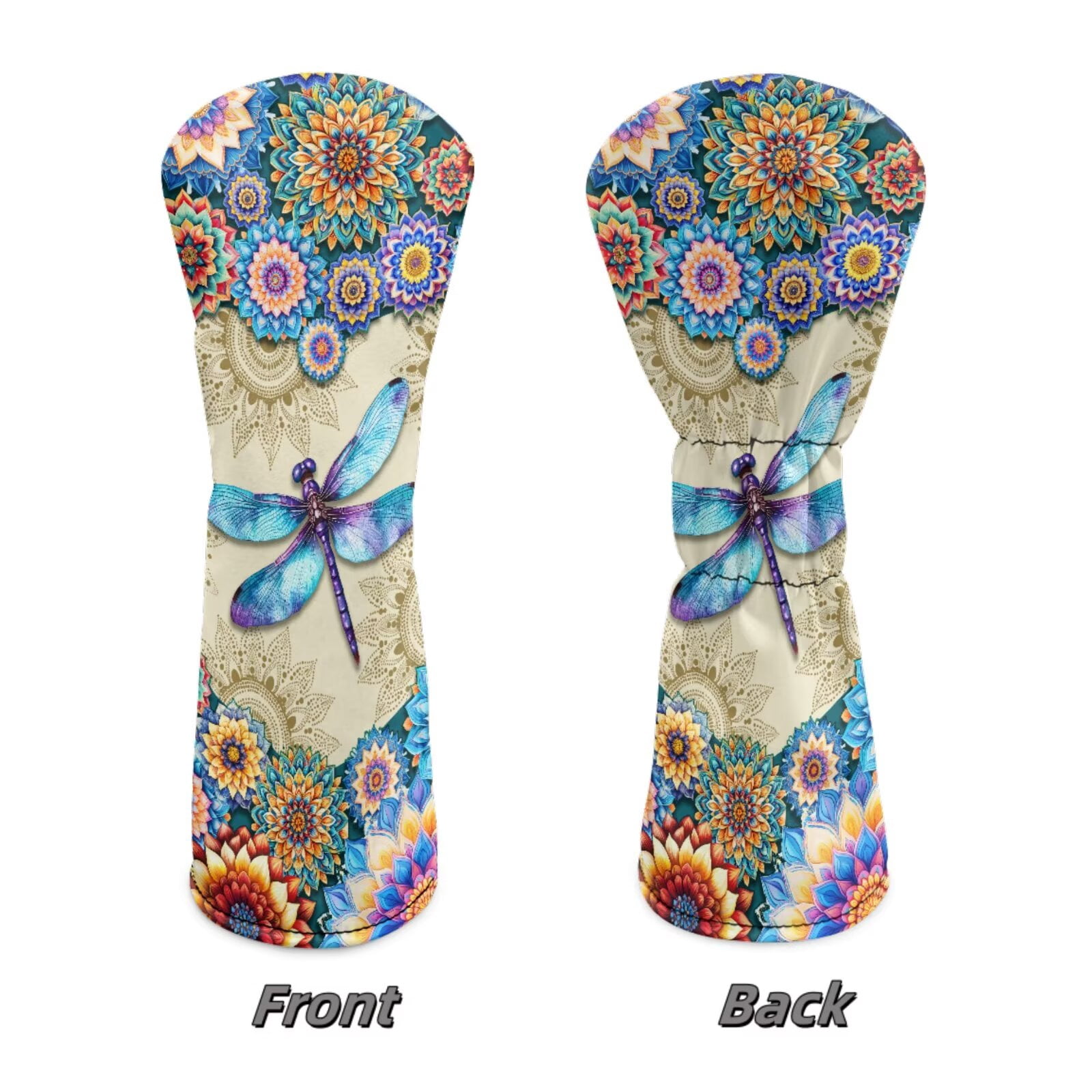 Uorisanigo Golf Club Driver/Fairway Wood/Hybrid Head Cover - Premium PU Leather Boho Floral Butterfly Golf Headcovers - 3 Piece Headcover Set for Men and Women