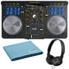 Hercules Universal DJ Bluetooth DJ Software Controller Bundle with On-Ear Stereo Headphones, and Genesis Tech Polishing Cloth