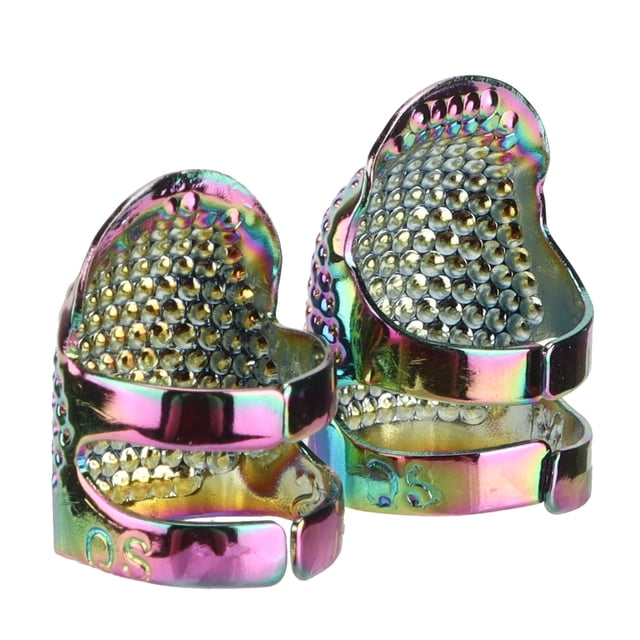Thimble Finger Protector, Sewing Thumb Protector Durable Adjustable Finger Protector DIY Quilting Tools For Hand Sewing Gray,Cyan-blue,Colorful,Silver,Rose Gold