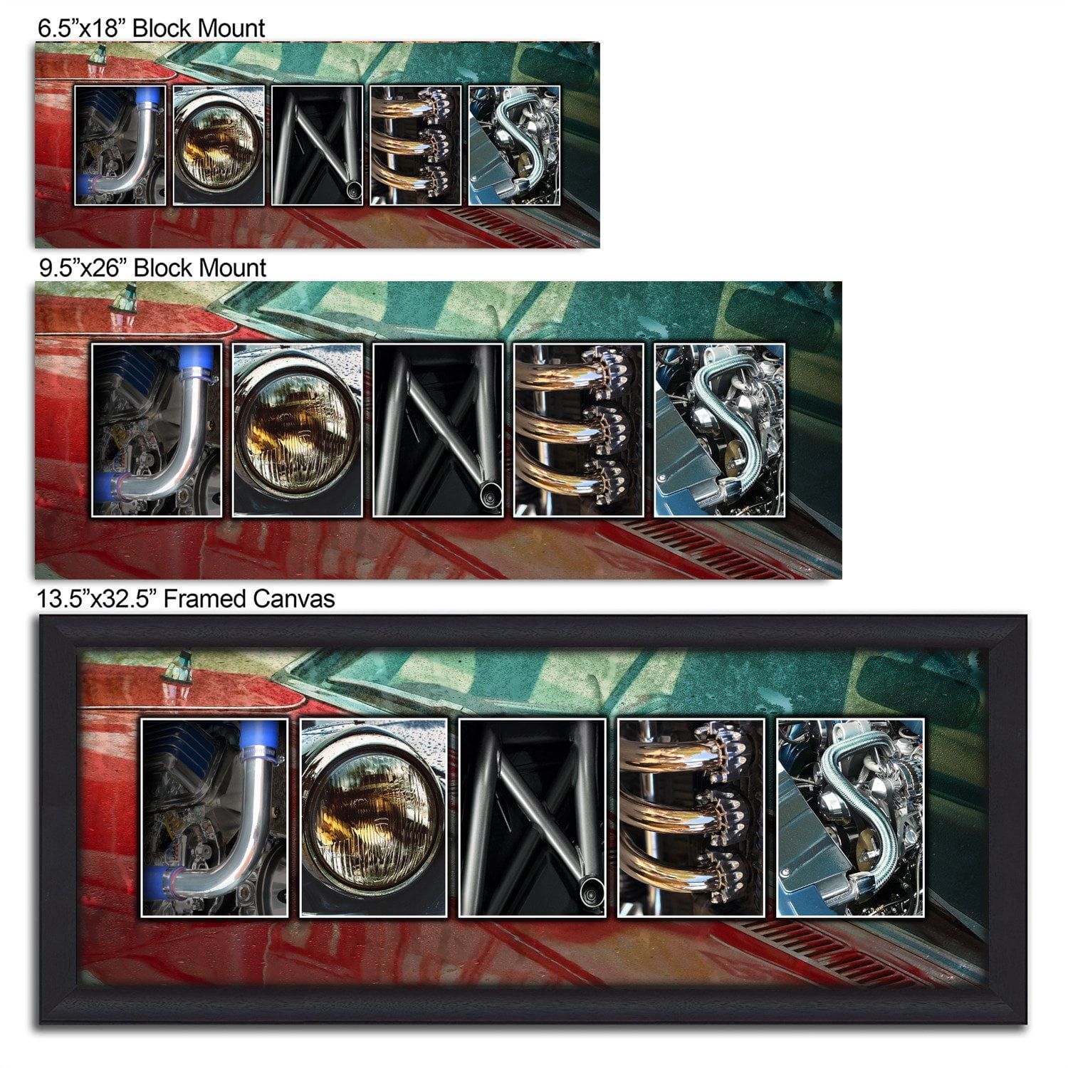 Personalized Automobile Car Name Canvas Wall Art, Live Previews, Choose Each Photo, Multiple Options