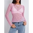 thumbnail image 4 of Cenuakty Women's Summer Sheer Crop Tops Long Sleeve Fitted Short Lace Going Out Tops for Party, 4 of 9