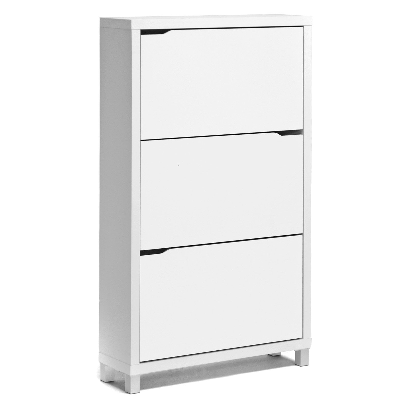 Baxton Studio Simms 3 Storage White Modern Shoe Cabinet Walmart