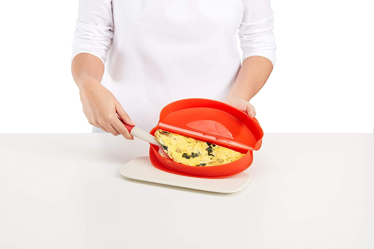 Quick & Easy Microwave Omelette Maker 100% Platinum Silicone Red Egg Cooker Heat Resistant Dishwasher Safe with Recipe Book