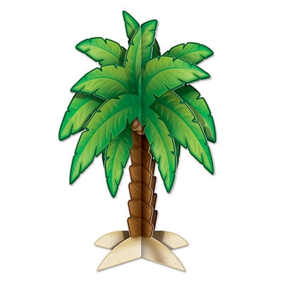 Club Pack of 12 Green Tropical 3-D Palm Tree Tabletop Centerpieces 11.75"