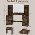 thumbnail image 2 of 53" Makeup Vanity Set with Mirror and Lights, Pipleo Big Brown Makeup Vanity Desk with Chair and Power Outlet, 3 Color Lighting Modes & Adjustable Brightness for Bedroom, 2 of 9