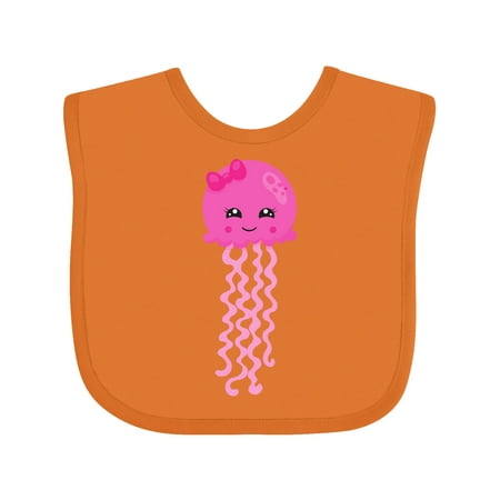 

Inktastic Cute Jellyfish Little Jellyfish Pink Jellyfish Gift Baby Girl Bib