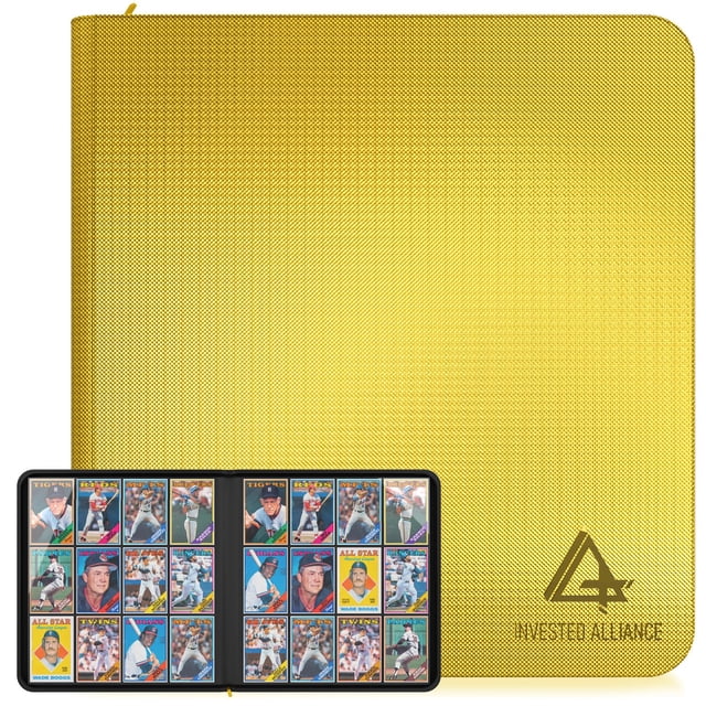 Carpeta para cartas Invested Alliance de 480 bolsillos con cierre de cremallera, amarilla