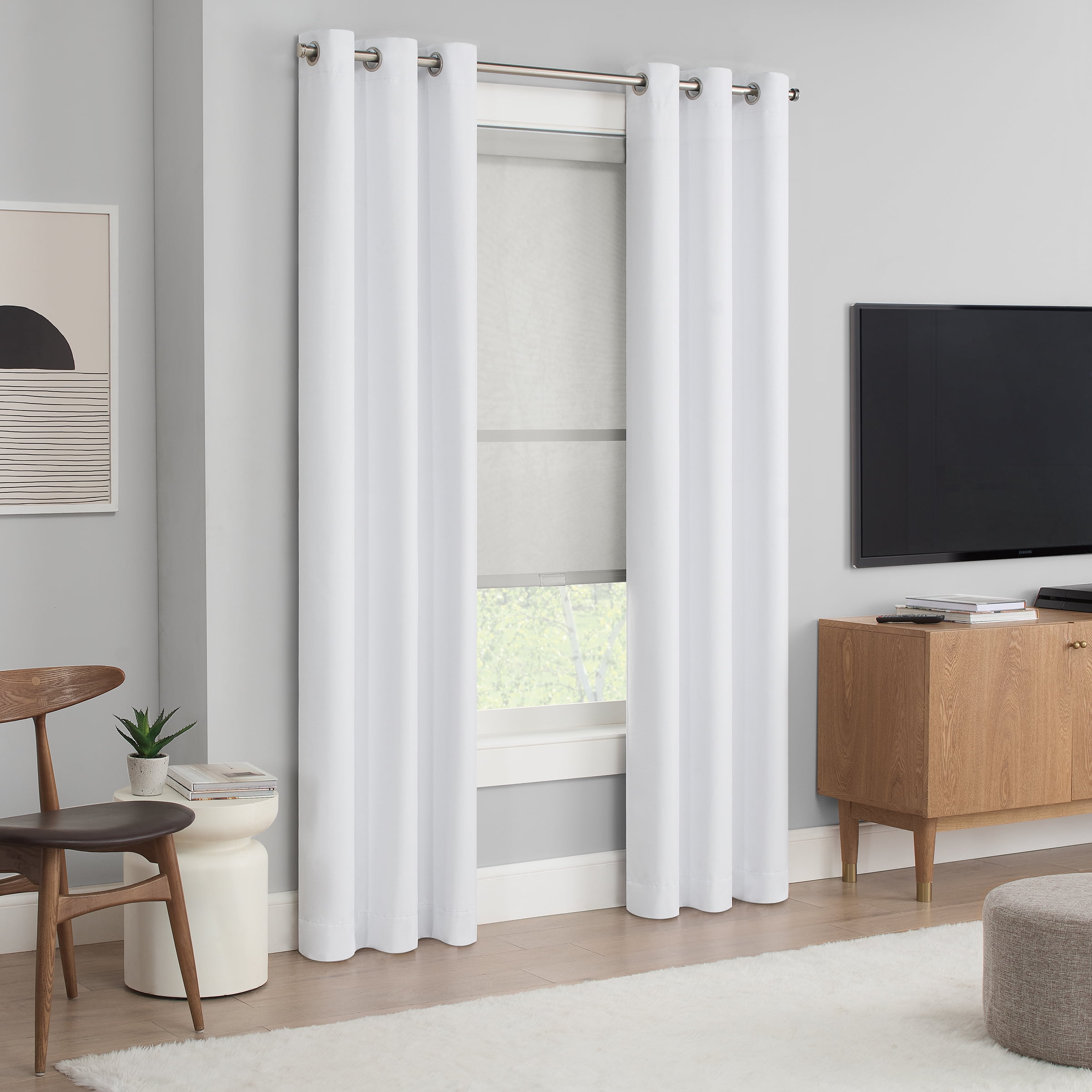 Eclipse Solar Cordless Light Filtering Privacy Roller Shade, Grey, 34 x 72